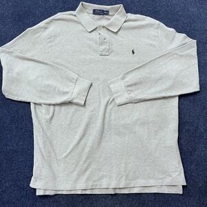 Polo Ralph Lauren Polo Shirt Mens 2XL XXL Gray Long Sleeve Embroidered Pony